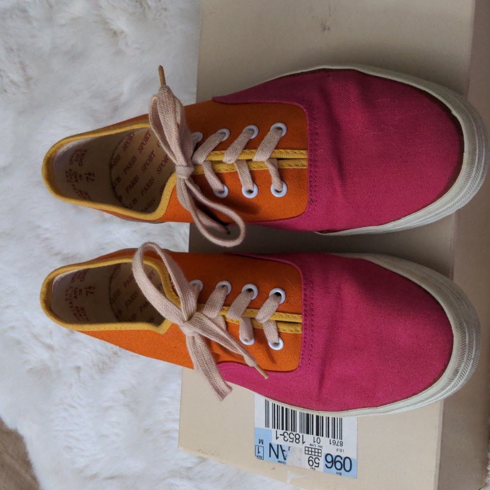 Vintage pink & orange color block Paris Sport Club shoes - Picture 4 of 8